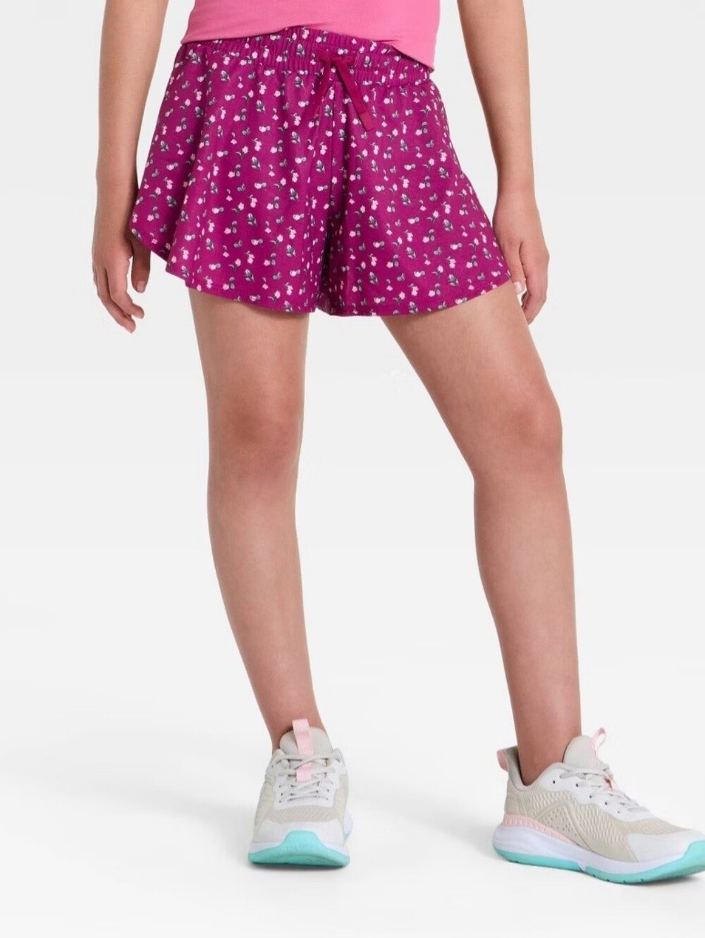 Girls' Mid-Rise 2 in 1 Flowy Shorts - All In Motionm Dark Mauve M